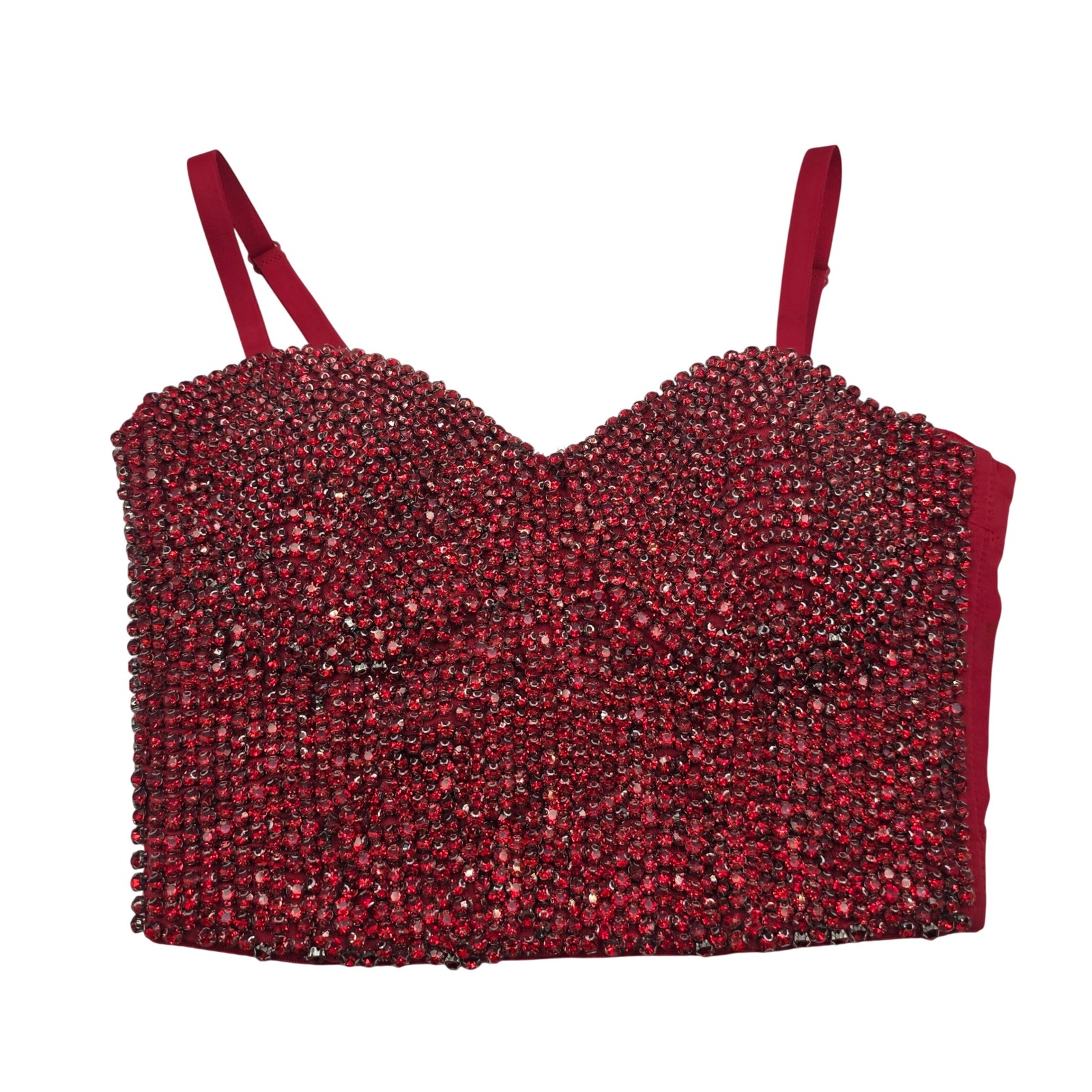 Windsor Red Rhinestone Embellished Corset Top Xs Sweetheart Bodice Ds4334 L3